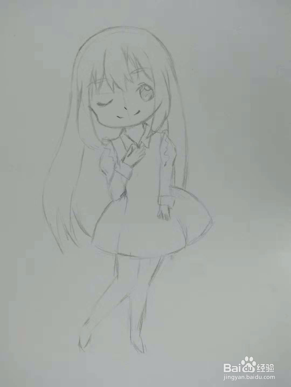 卡哇伊Q版漫画少女手绘线稿教程