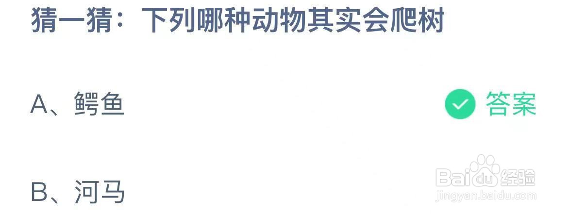 蚂蚁庄园:下列哪种动物其实会爬树