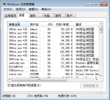 win7怎么查看进程的线程数