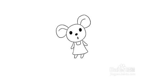 可爱老鼠姑娘简笔画教程