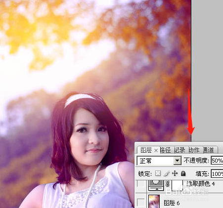 Photoshop调出外景美女图片绚丽的紫红色