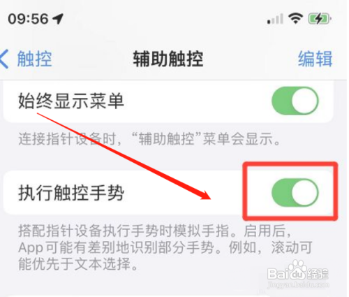 苹果如何开启执行触控手势功能