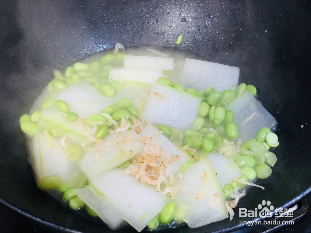 怎么简单的做毛豆虾米炒冬瓜?