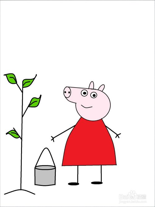 画植树的小猪佩奇简笔画方法 百度经验 画植树的小猪佩奇简笔画方法 百度经验