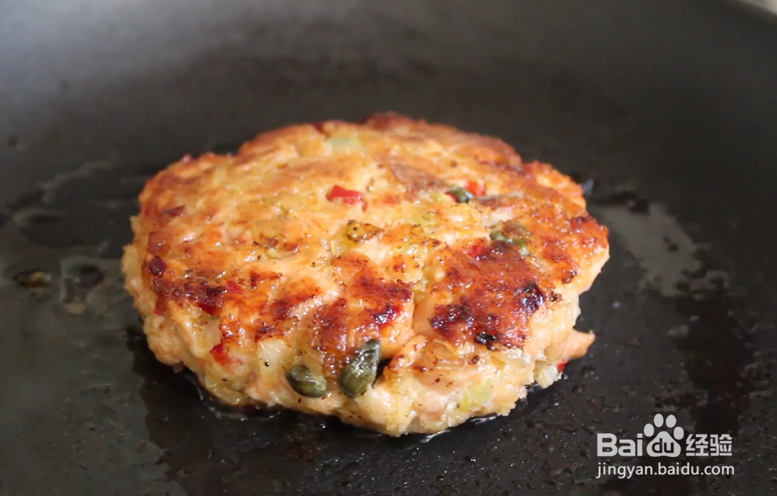 煎三文鱼肉饼的制作方法