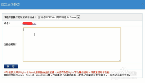 自定义伪静态设置301重定向