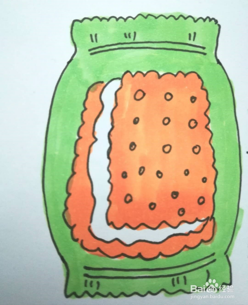 没错,这段时间主打美食,今天的主角是夹心饼干,简单几笔,涂上喜欢的