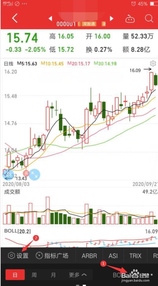 手机同花顺如何查看及设置布林线