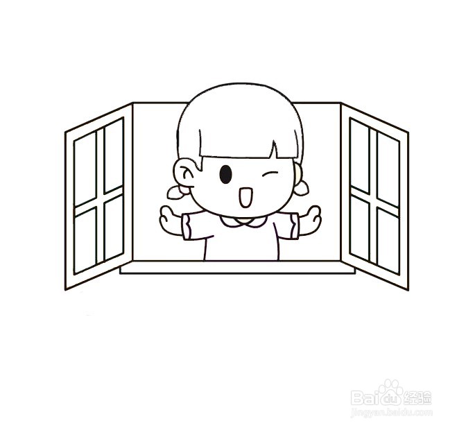 多开窗多通风防疫简笔画