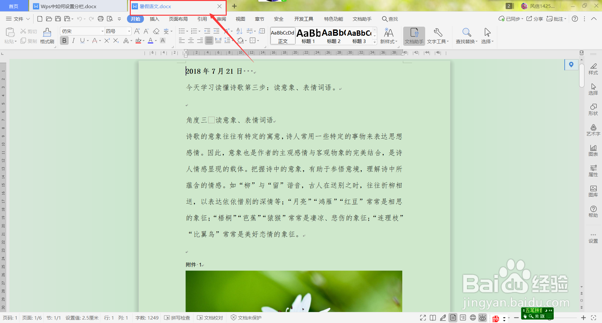 Wps中如何设置分栏？