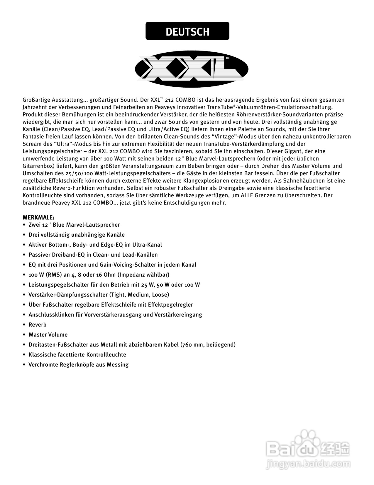 百威 XXL 212 Combo音响说明书:[2]