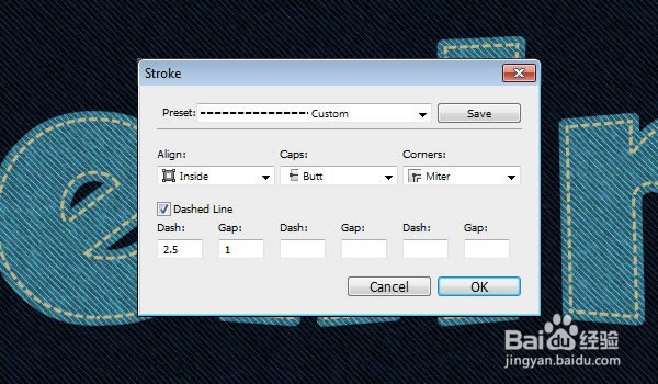 如何在Photoshop中制作缝合牛仔布文字效果