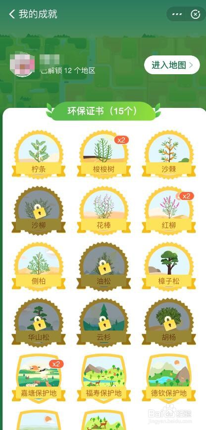 支付宝蚂蚁森林如何查看成就？