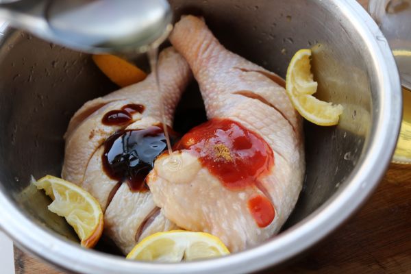 柠香葱油焗鸡腿