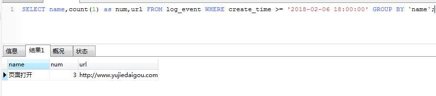 怎么样在数据库中使用命令统计我想要的数据