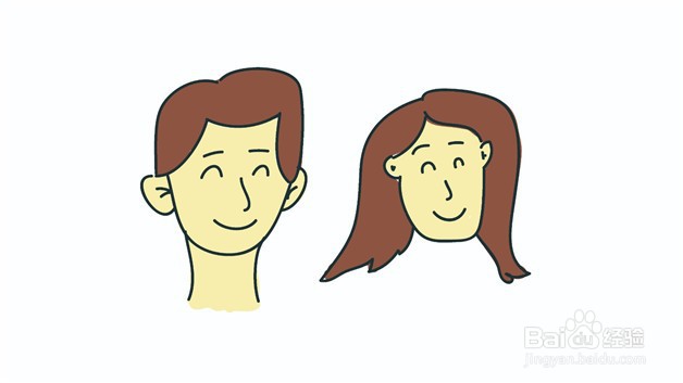 幸福中年夫妻简笔画