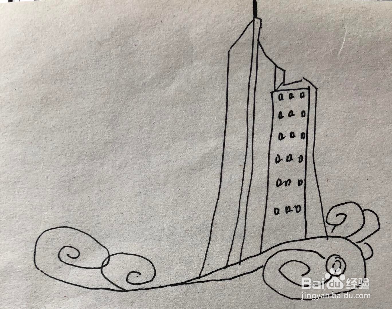 美丽东莞我的家简笔画