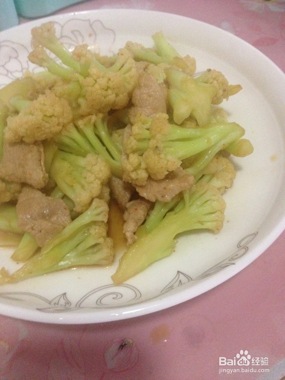 菜花炒肉的做法