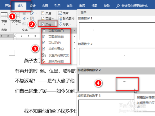 word页码字体大小怎么设置