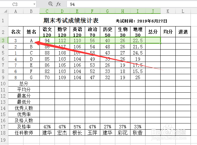 WPS中的excel表格怎么快速求和