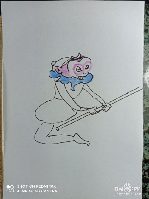 怎样画简笔画拿着金箍棒的孙悟空?