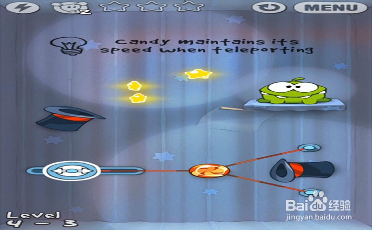 手机游戏割绳子level4-2、level4-3三星攻略