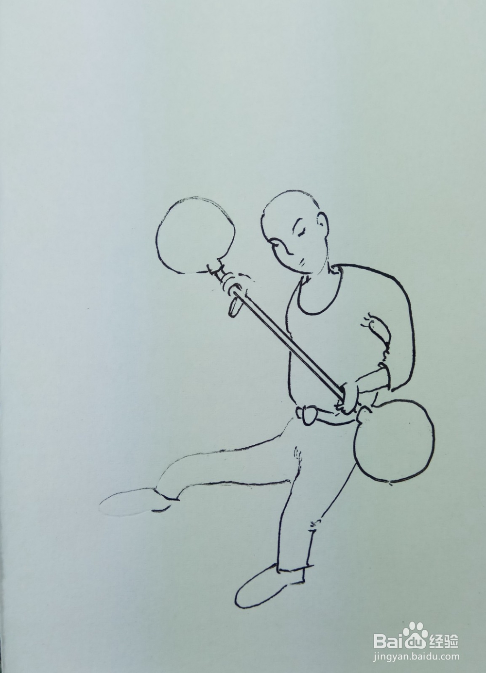 怎样画简笔画“玩铁锤的小和尚”