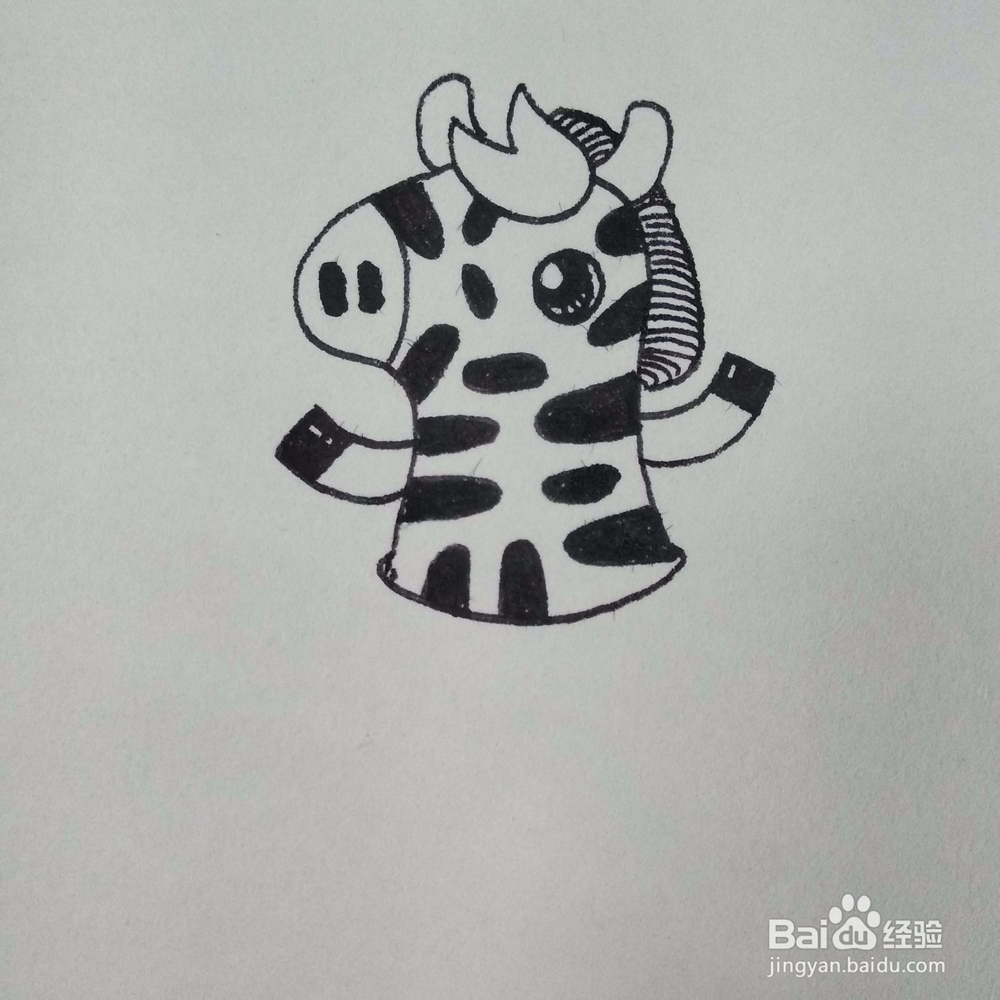 如何画开车的斑马卡通儿童简笔画