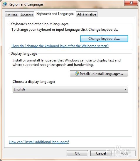 如何更改win7显示语言