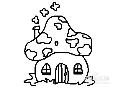 简笔画系列-怎样画蘑菇屋