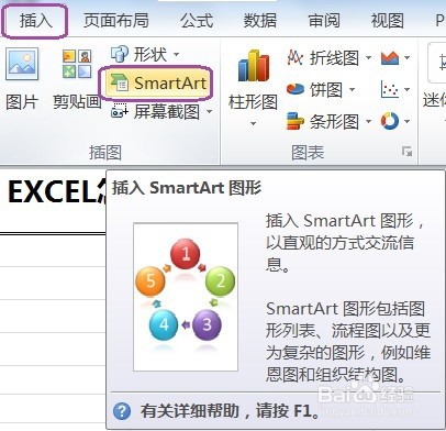 EXCEL怎么用SmartArt建立循环中的射线维恩图