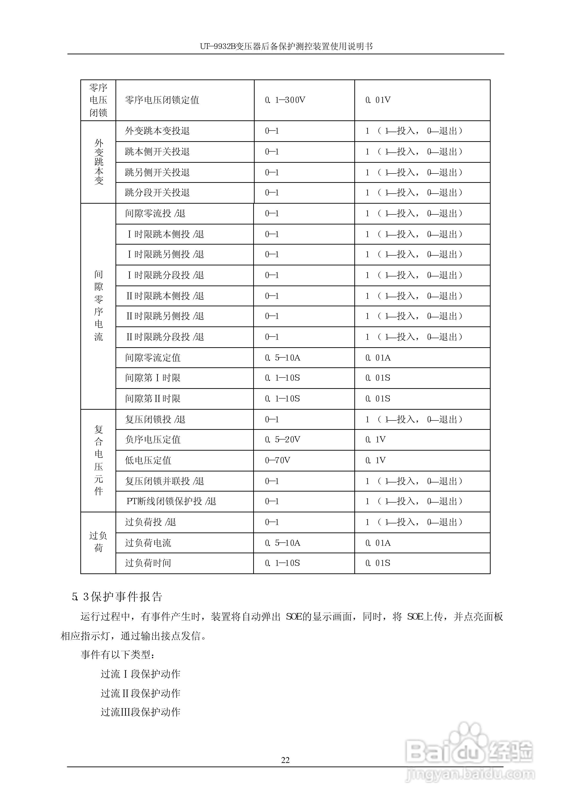 UT-9932B 变压器后备保护测控装置使用说明书:[3]