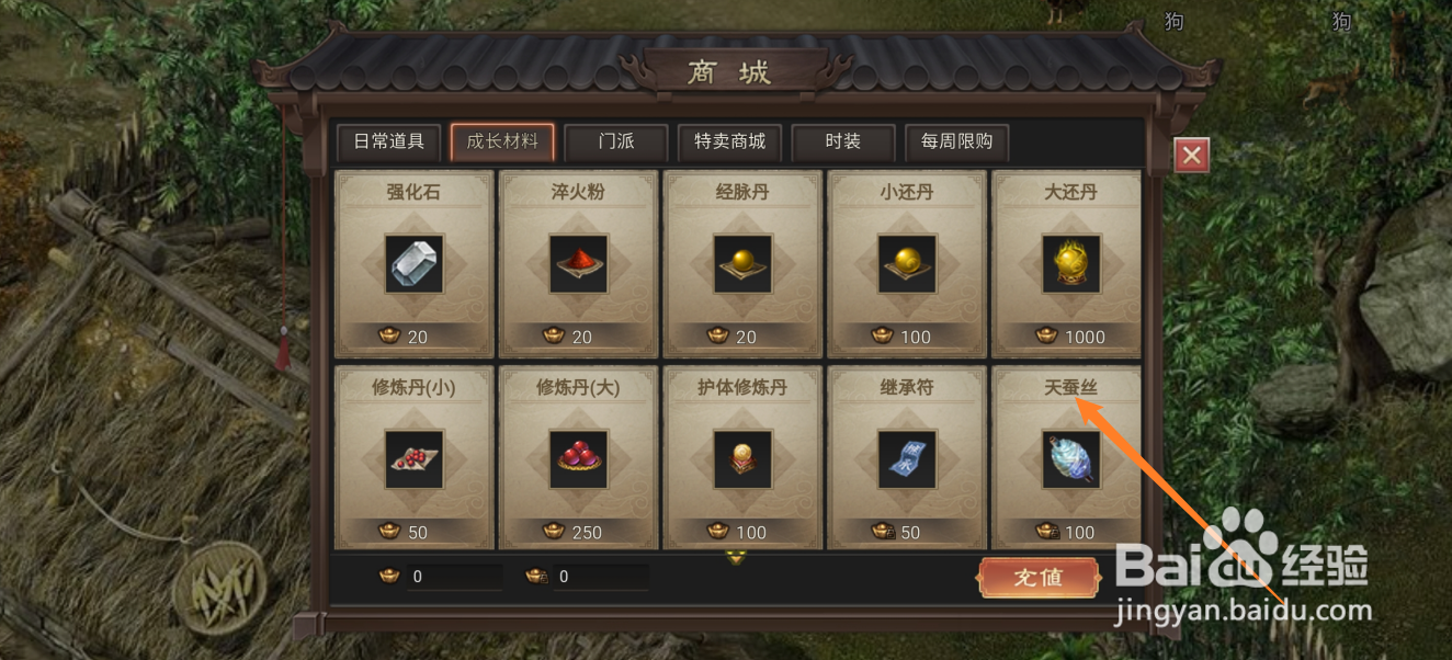 在武林霸业中哪里可以买到天蚕丝