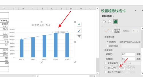 Excel文档怎么添加数值的趋势线并显示线性公式