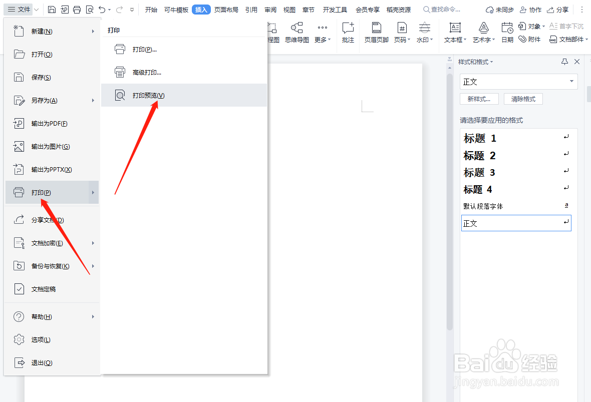 WPS怎么打开打印预览界面