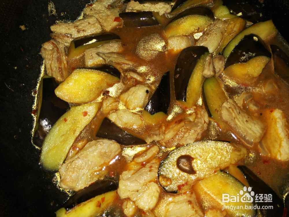 茄子豆瓣炒肉片