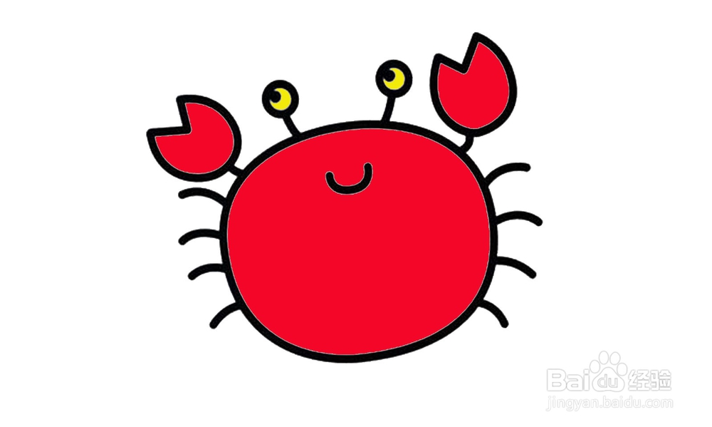 如何画一只红螃蟹？