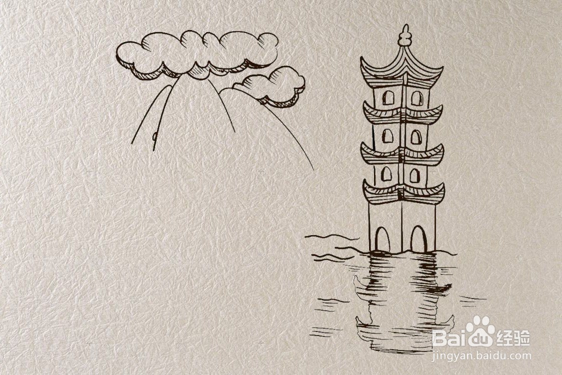 6月27日望湖楼醉书诗配画简笔画