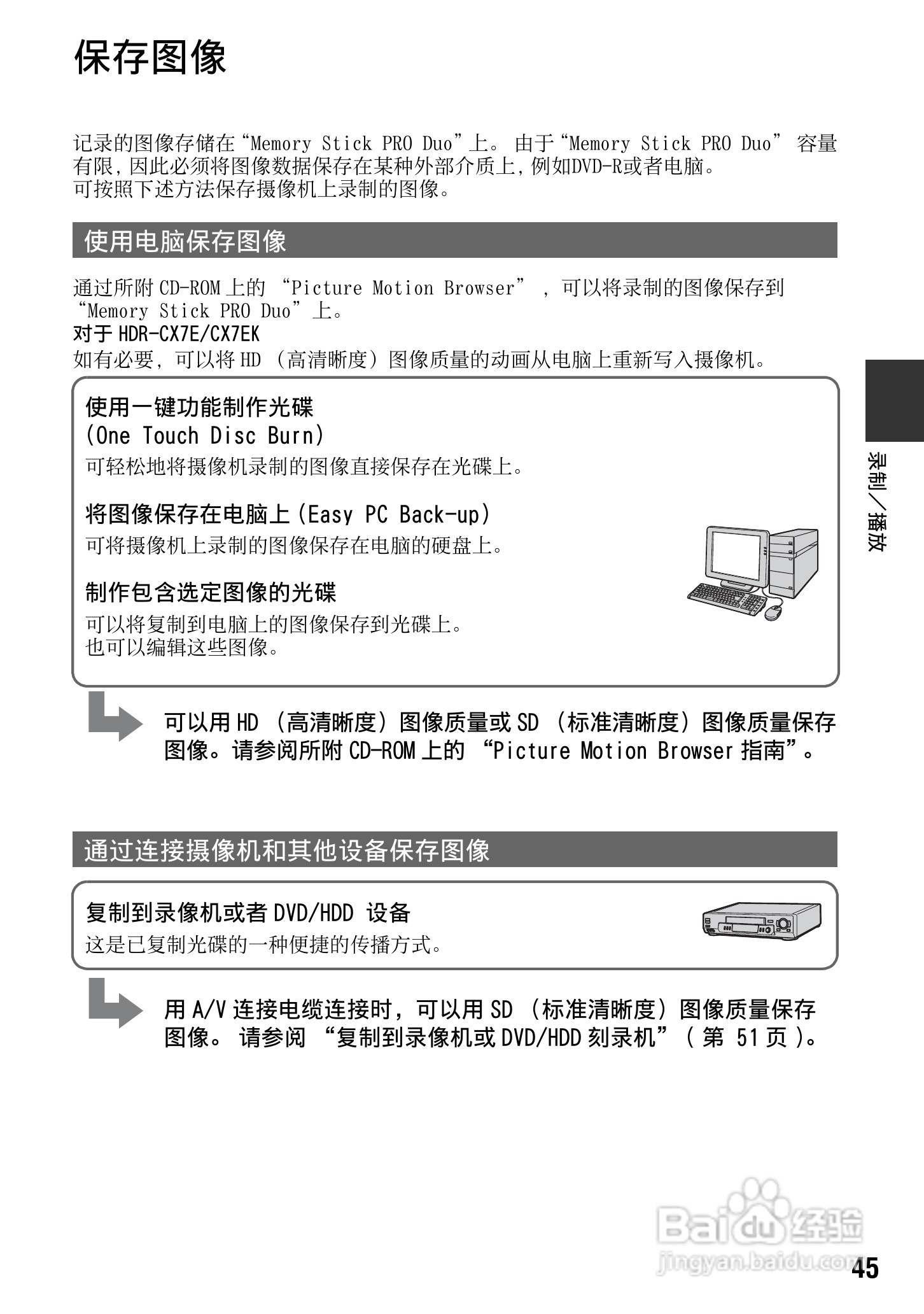 索尼HDR-CX7E型数码HD摄录一体机使用说明书:[5]