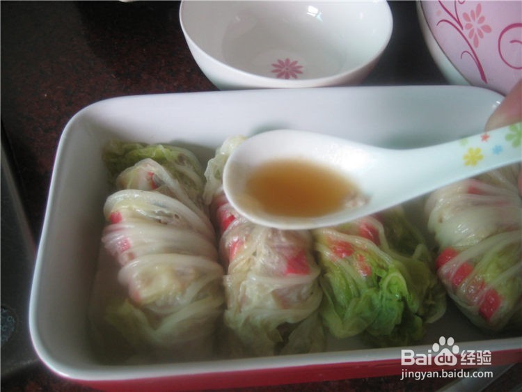 好吃的蟹柳白菜卷