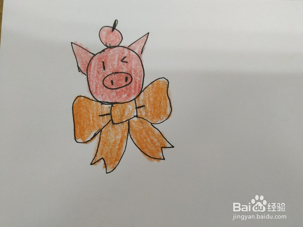 蝴蝶结可爱小猪简笔画怎么画,怎么画小猪