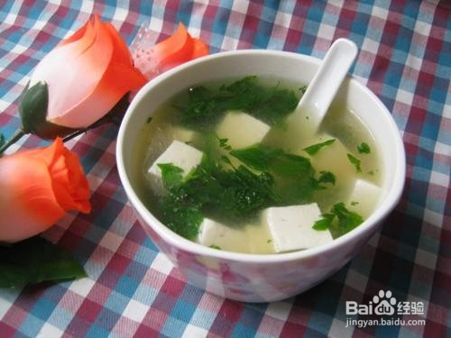 豆腐芹菜叶清汤