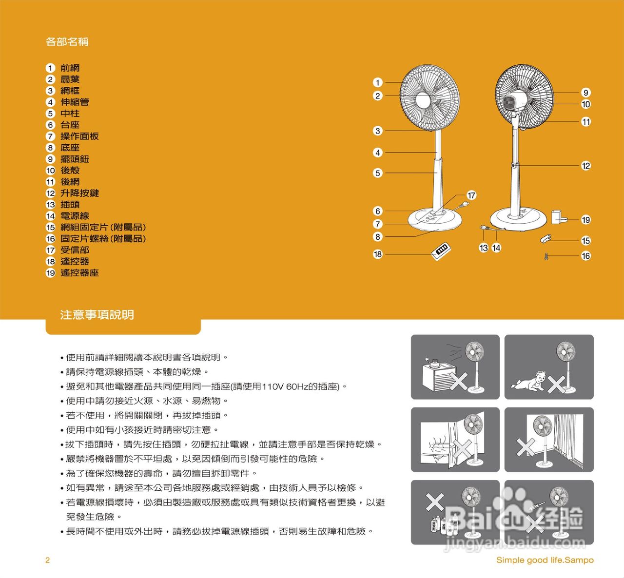 声宝SK-FQ12R型电风扇说明书