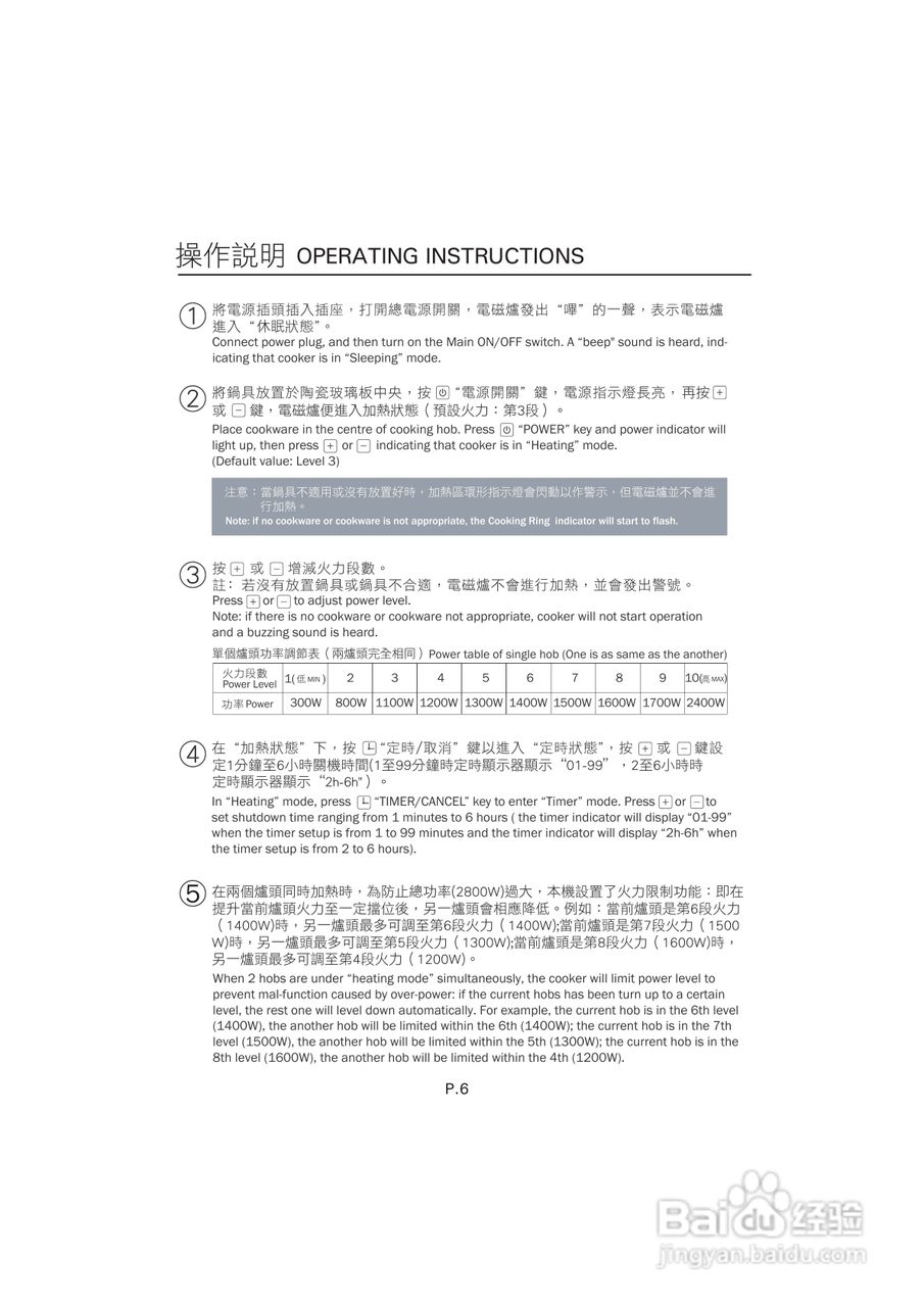 德国宝GIC-BD30B嵌入式电磁炉使用说明书