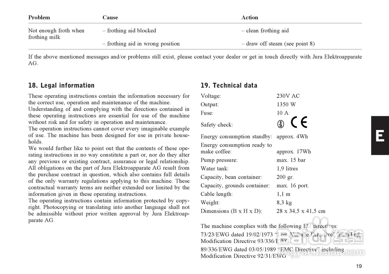 JURA IMPRESSA E45咖啡机使用手册