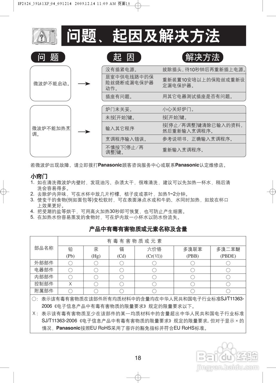 松下NN-GF549H微波炉使用说明书