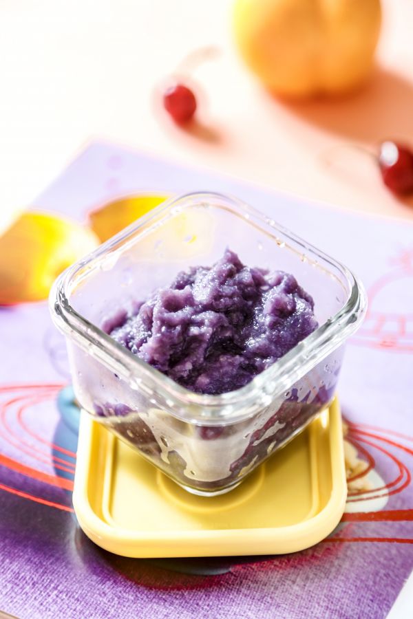 辅食日志 | 紫甘蓝泥米糊(6M+)