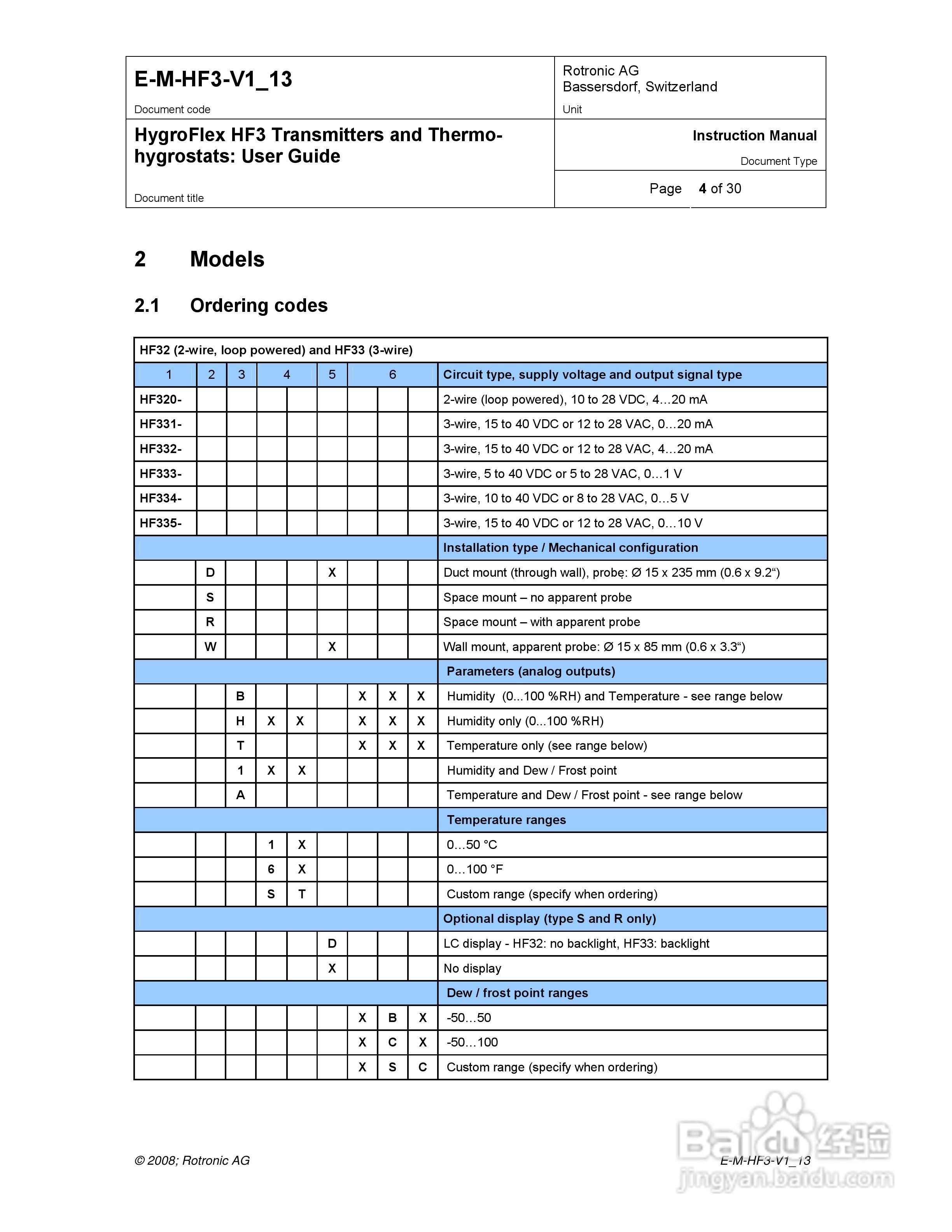 HF3暖通温湿度变送器用户手册:[1]