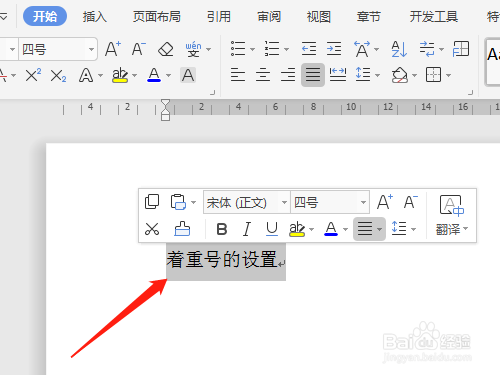 WPS文字怎样添加着重号