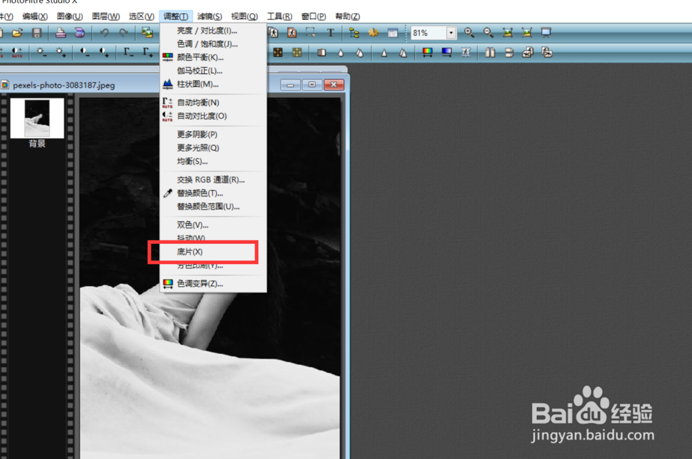 如何使用photofiltre对图片使用反片效果？